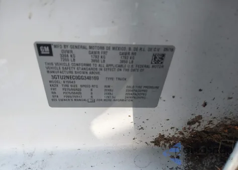 2016 GMC Sierra 1500 Slt from USA, damaged, VIN 3GTU2NEC0GG348169